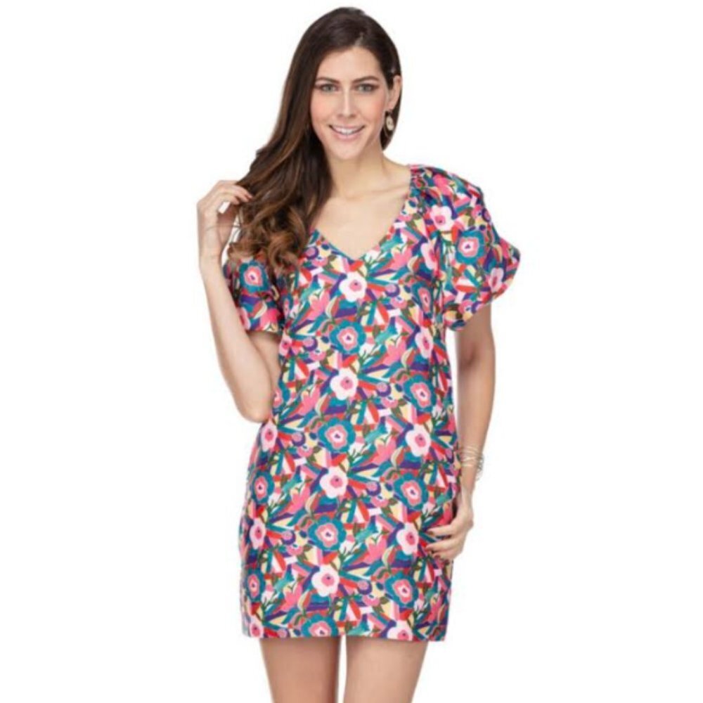 Size XS Poppy V-Neck Puff Sleeve Dress, by Jade Melody Tam